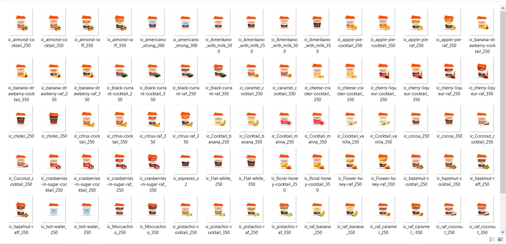 Картинки напитков на кофемашины Jetinno 22, Jetinno 24, Jetinno 25